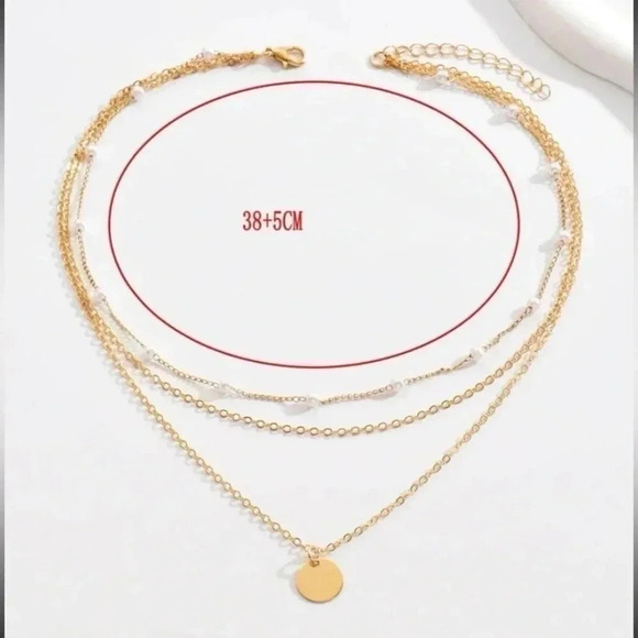 Disc Charm Layered Gold Tone Necklace - Picture 2 of 3